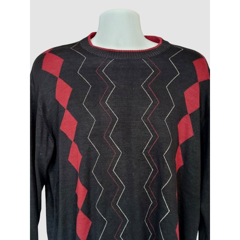 Protege Collection Sweater Mens Size‎ XL Preppy Retro Argyle Diamond Silk Blend